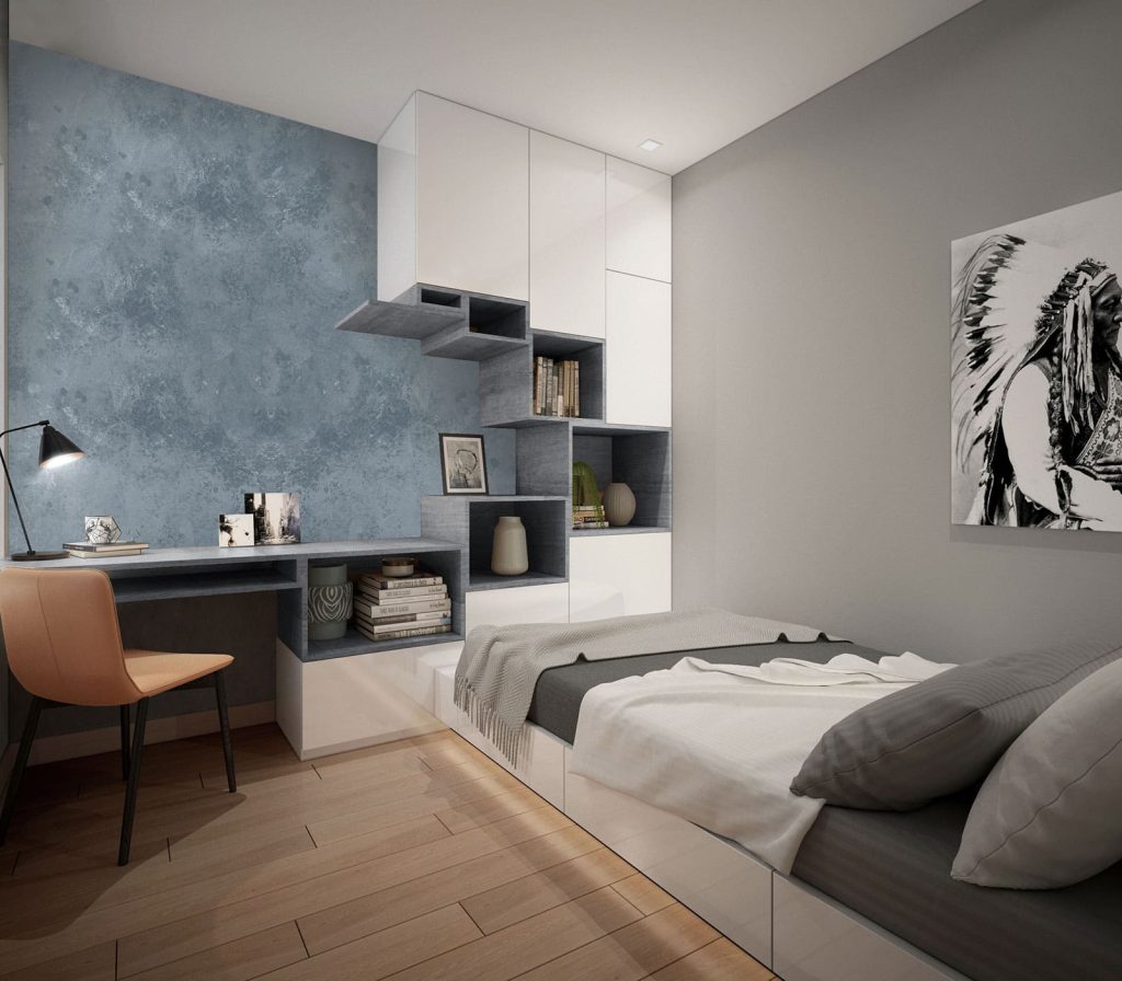 Hình ảnh phối cảnh căn hộ mẫu 2 phòng ngủ dự án The Maison.