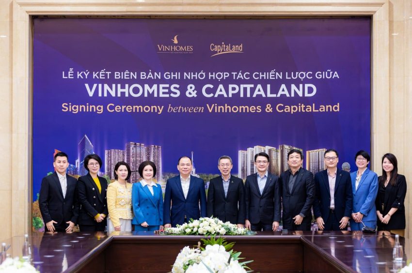 Lễ ký kết hợp tác chiến lược giữa Vinhomes và CapitaLand triển khai dự án The Fullton CapitaLand tại Hưng Yên.